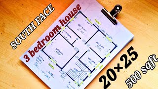 2025 south face house plan  500 sqft house design  South facing small house vastu plan [upl. by Kary]