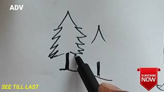 How to Draw Tamarisk Tree Easy with Marker Tamarisk tree drawing step by step [upl. by Tracy]