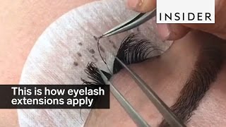 This is how eyelash extensions are applied [upl. by Eilyk]