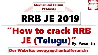 How to Crack RRB JE 2019 Telugu  Preparation Strategy amp Tips by Pavan Sir Mechanicalforum [upl. by Nevi]