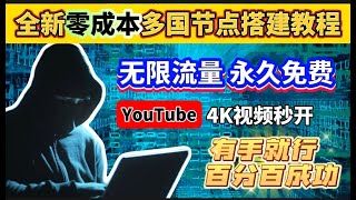 全新零成本 免费节点clash多国节点 搭建教程！永久免费VPN晚高峰YouTube视频4秒开，免费解锁奈飞，chatgpt无限流量，永不限速！永久免费科学上网，用不完的节点！小白有手就行百分百成功 [upl. by Aramac]