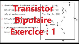 Électronique  Transistor bipolaire  Exercice 1 TransistorBipolaire [upl. by Noissap]