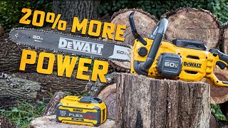 DeWALTs 60v MAX 20quot CHAINSAW is a BEAST [upl. by Nikaniki978]