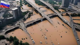 Moscow Russia is being destroyed Storms and flash floods destroyed roads and submerged houses [upl. by Holly]