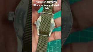 H693190 green and black dial hamiltonkhaki hamiltonwatch h693190 [upl. by Kiraa]