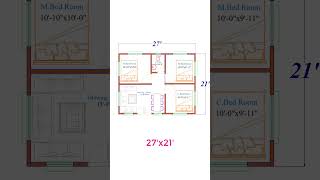 27X21 floor plans  2d house plan floorplan shorts [upl. by Otter]