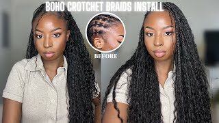 EASY CROTCHET HUMAN HAIR BOHO BOX BRAIDS INSTALL 🔥  ft YWIGS [upl. by Aelat]