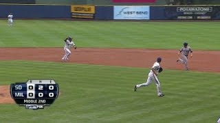 Lucroy catches strike three gets Gyorko [upl. by Yeldahc607]