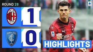 MILANEMPOLI 10  HIGHLIGHTS  Pulisic secures all three points for Milan  Serie A 202324 [upl. by Daeriam]