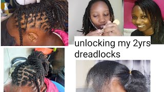 unlocking my 2yrs natural dreadlocks 😭😭🥲 simple way of undoing your dreadlocks at home [upl. by Thinia919]