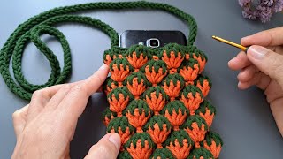 DIY Tutorial💖 Crochet phone bag Strawberry stitch pattern💖 [upl. by Rodnas]