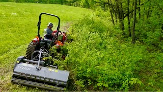 Next Level Flail Mower Work at the Farm Turning Trees and Brush in to Pasture Satisfying Results [upl. by Gaspard]