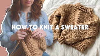 How To Knit a Chunky Sweater  Beginner Friendly Step by Step DIY Tutorial [upl. by Roberts]