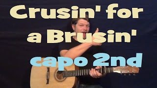 Cruisin For A Bruisin Teen Beach Movie Easy Strum Guitar Lesson Capo 2nd Fret How to Play [upl. by Ardekahs]