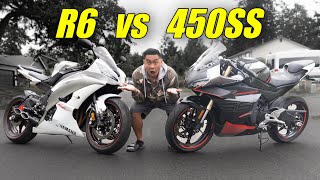 CFMOTO 450SS VS YAMAHA R6 [upl. by Marceau]