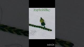 Easy leaf embroidery tutorial needle technique embroiderydesigns knitting crochet ytshorts yt [upl. by Atirahc]