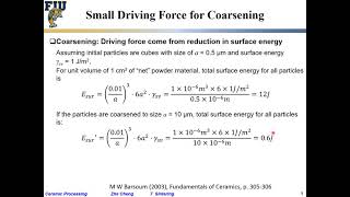 Ceramic Processing L715 Driving force for coarsening vs sintering [upl. by Reinal]