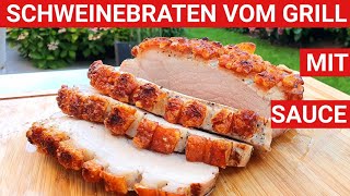 🔥 GRILLBLITZ Schweinebraten Krustenbraten mit Sauce vom Grill Schweinsbraten grillen knusprig BBQ [upl. by Froma]