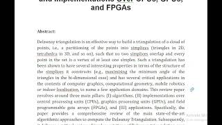 A Comprehensive Survey on Delaunay Triangulation Applications Algorithms and Implementations Over [upl. by Kimberli]