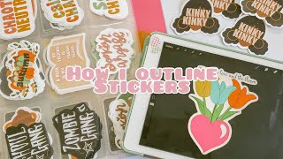 🍓 how i outline stickers with procreate  for physical stickers  goodnotes [upl. by Aynotal]