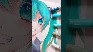 初音ミク！描くの楽しすぎる🥰アナログイラスト アナログ コピック 初音ミク [upl. by Amyas]