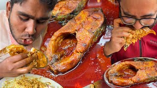 Eating LunchRice amp Pangasius Fish Curry With Friends at Mawa Ghat [upl. by Brady295]