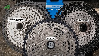 Shimano 12 speed Cassette SLX XT XTR Compared Installation Micro Spline Hyperglide [upl. by Bidle958]