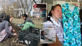 Spring work on a Hutterite colony  horseradish  rainy days amp wedding dressesvlog 192 [upl. by Souza]