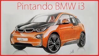 COMO DESENHAR CARROS Tutorial de Pintura realista  BMW i3 [upl. by Eidissac]