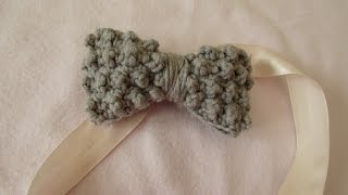 VERY EASY cute crochet bobble bow tutorial [upl. by Erreipnaej]