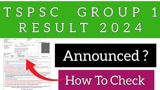 TSPSC Group 1 Prelims Result 2024  How To Check TSPSC G1 Result 2024 [upl. by Bryan]