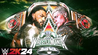 Roman Reigns vs Cody Rhodes  WWE 2k24 Championship Match  WrestleMania 40 [upl. by Rebane]