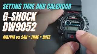 Casio GShock DW9052 Tutorial Basic Settings  How to Set Time Date Time Format Tutorial DW9052 [upl. by Aonian430]