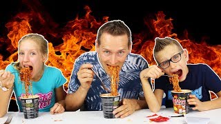 KOREAN FIRE NOODLE CHALLENGE w our DAD [upl. by Oberstone]