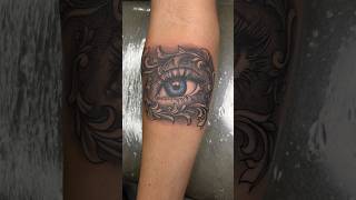 eye tattoo with ornamental design forearmtattoo blitattooist tattoo karanaujla taubatuabasong [upl. by Airehc]