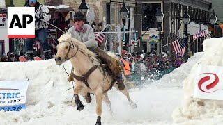 Skijoring blends rodeo and ski culture in Colorado town [upl. by Anivla883]