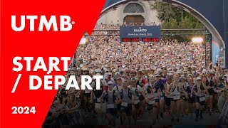 🟥 UTMB  START  DÉPART  Chamonix📍 HOKA UTMB MontBlanc 2024 [upl. by Eilahs]