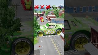 Big and Small McQueen Cars VS Train Lightning Strikes Back  BeamNGdrive [upl. by Victorie]