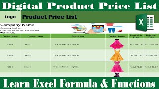 188How to make digital price list in Excel Step by Step 2021 [upl. by Desmund]