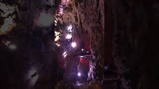 Large cave at Wookey Hole Uk cave adventure travel holiday tourism underground [upl. by Kwasi]