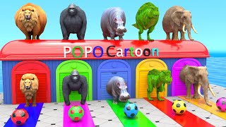 Mammoth Elephant Lion Gorilla TRex 3d Animal Long Slide Game Funny 3d Paint Animals Cage Game [upl. by Karissa]