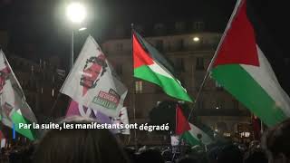 Paris les images de la manifestation contre la tenue dun gala de soutien à Israël [upl. by Auohs236]