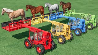 Transport With Colors  GIANT HORSE on LOADERS to ABANDONED Barn  Farming Simulator 22 [upl. by Esra312]