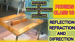 PROPERTIES OF WAVES REFLECTION REFRACTION AND DIFFRACTION IN RIPPLE TANK [upl. by Mayhs]