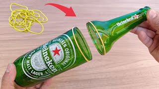 I never thought cutting a glass bottle with a rubber band would be so easy  Amazing [upl. by Curtice]