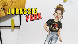 CROQUI DE MODA ESTAMPA JURASSIC PARK  veda 7  mateandro [upl. by Ylrebmit708]