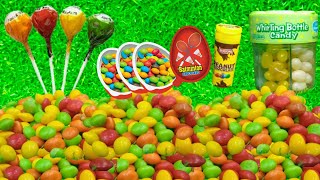 Unboxing rainbow Skittles flavors bunties and peanut chocolate ASMR testy whirling bottle candies [upl. by Mignonne778]