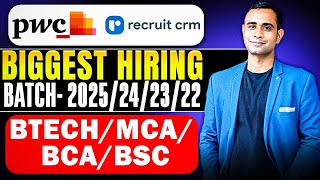 PWC Biggest Hiring  RecruitCRM Hiring  MorningStar Hiring  Batch 2025242322 [upl. by Yar]