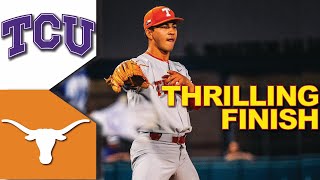 Texas vs TCU Baseball Highlights CLOSE GAME  GREAT ENDING College Baseball Highlights 2023 [upl. by Nylecaj]