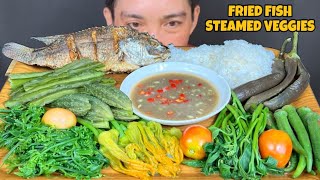 Pritong IsdaSteamed Veggies plus Ginamos Mukbang Asmr  Filipino Food Mukbang Philippines [upl. by Arinayed712]